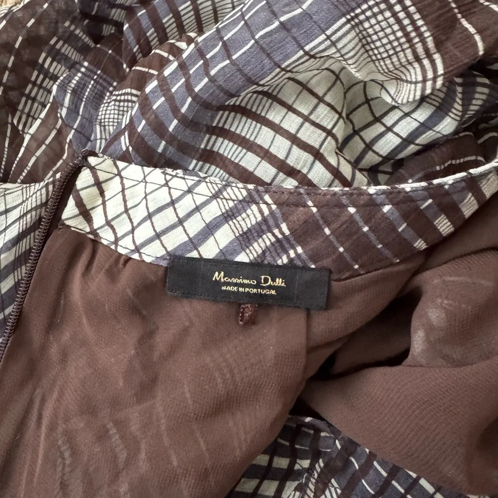 Massimo Dutti Long Flared Skirt with Checked Details - Picture 6 of 8